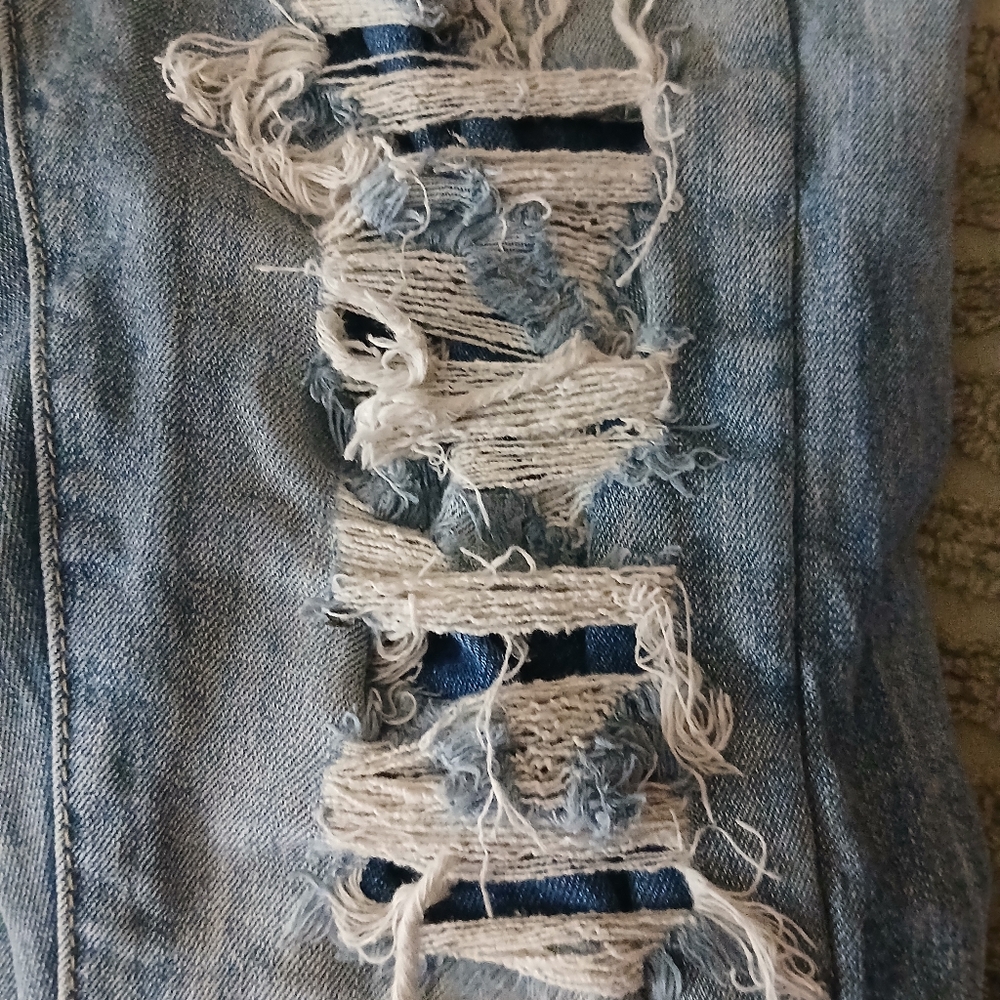 Distressed Light Blue Jeans - Picture 2 of 10